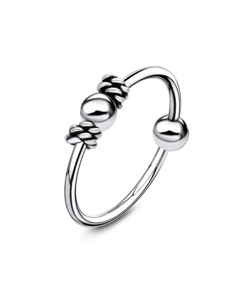 Designed Knit Silver Ball Nose Ring NSKR-57